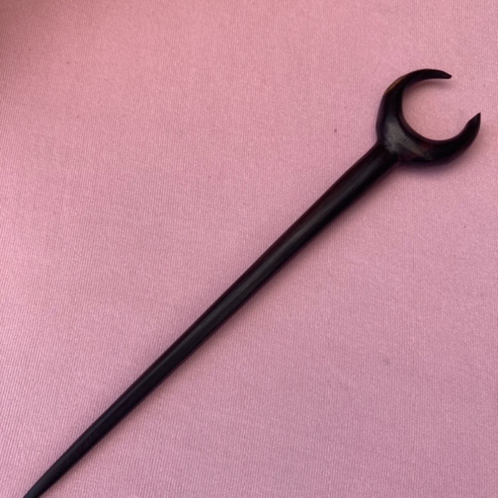Gorgeous moon wood carved hair stick